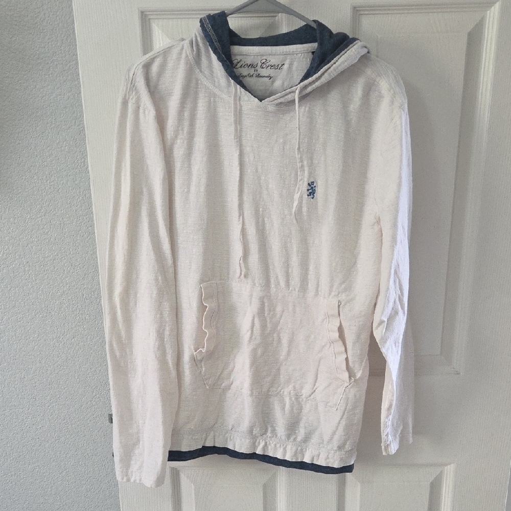 English Laundry Cream and Blue Hoodie Sweater